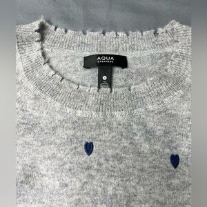 Aqua Cashmere Gray Heart Sweater | Size Small | Bloomingdale’s